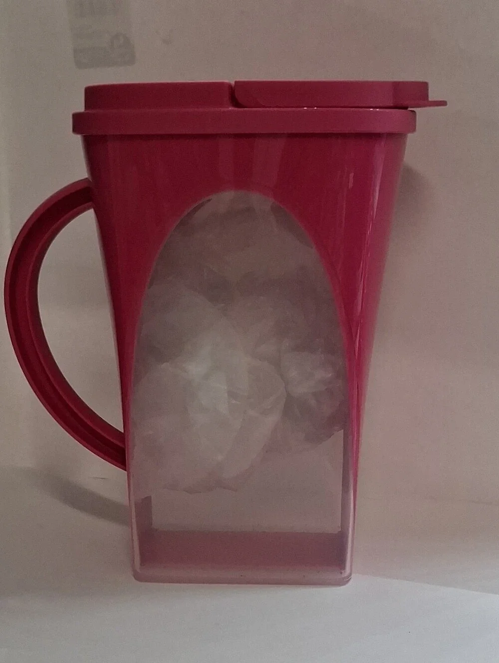Tupperware Pink Beverage Pitcher with Clear Window and Handle